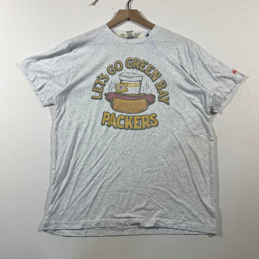 Green Bay Packers T-Shirt L Men NFL Football Gameday Sportswear Homage Tee Grey